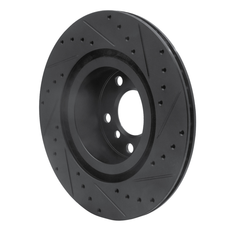 BMW X4 Brake Rotor (1) - Rear Left - R1 Concepts - Drilled & Slotted - Black - `11-`18